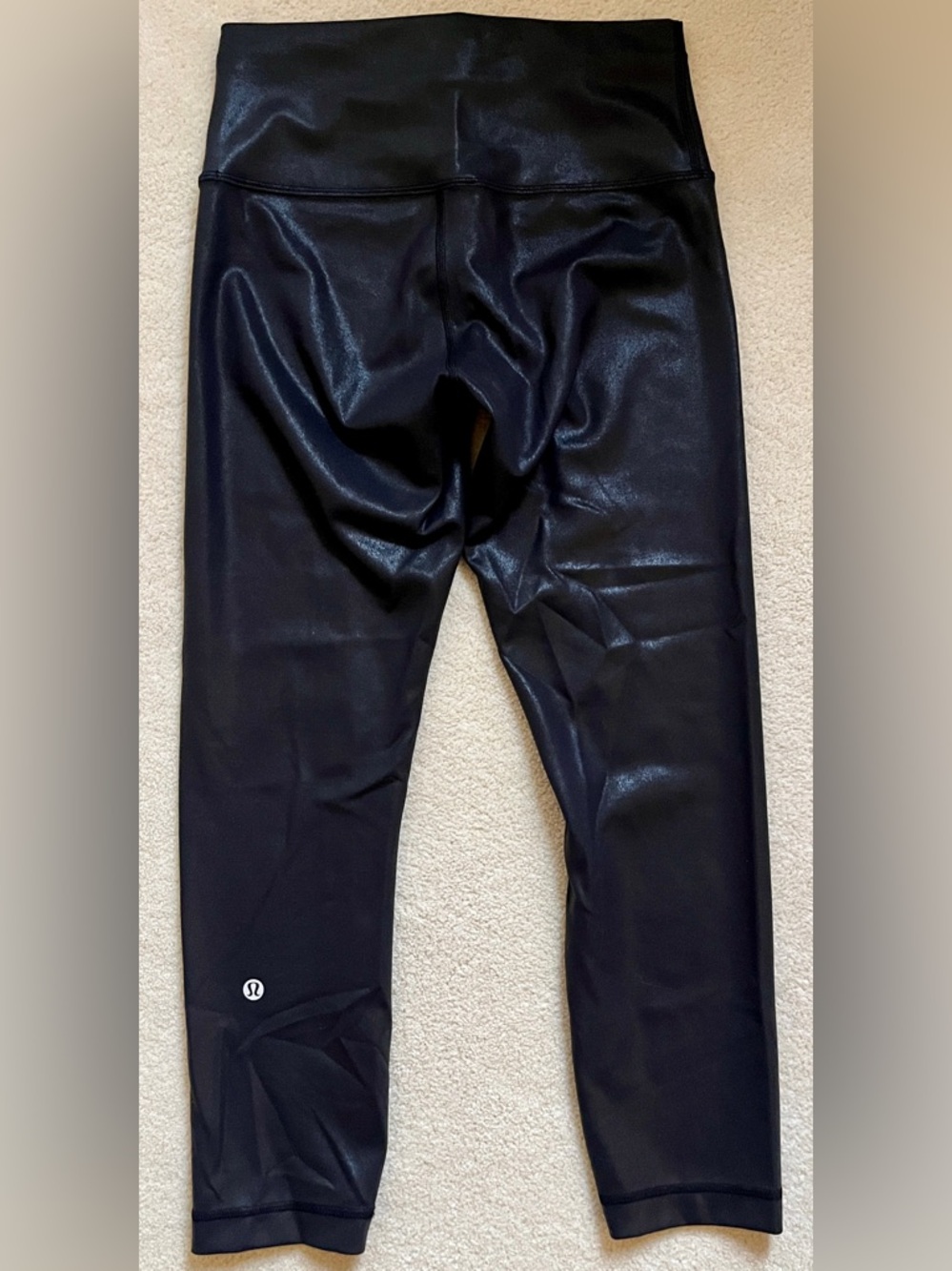 🍒LULULEMON sz 6 WUNDER TRAIN RADIATE FOIL Hi-Rise BLACK CROP Tight Legging 23”